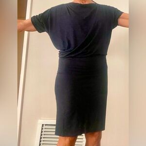 All Saints asymmetrical t-shirt dress in navy size small